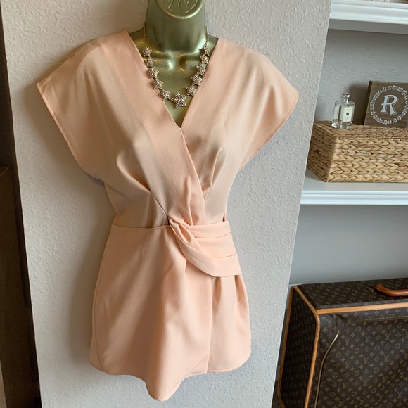 Blush Pink Wrap Romper with Short - HYFVE - Picture 1 of 8